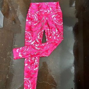 Pink Flower Leggings. 7/8 length